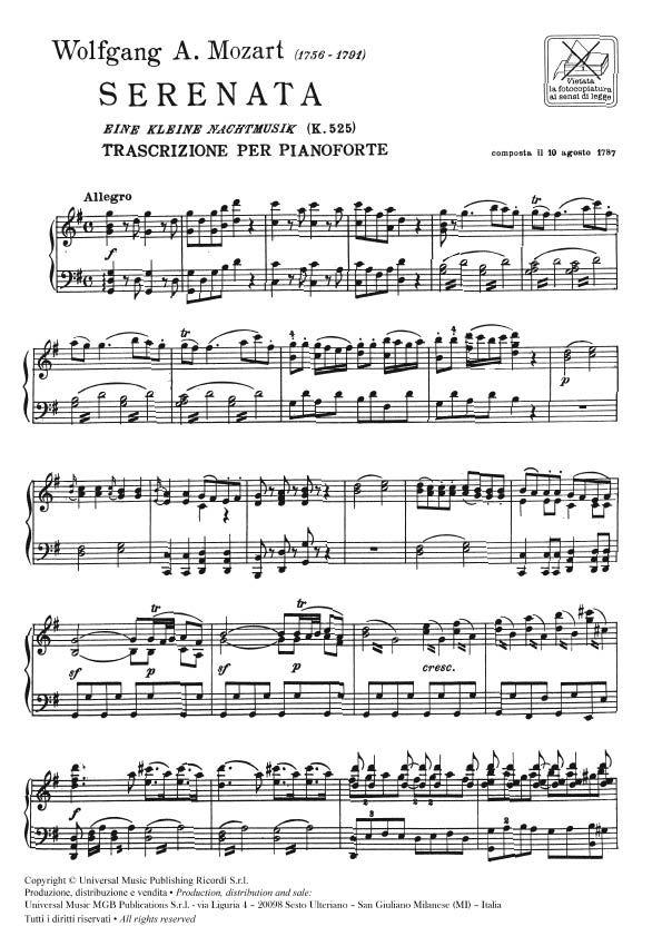 Serenata -  Eine Kleine Nachtmusik Trascr Per Pianofort - pro klavír
